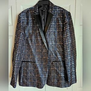 Blue and gold pattern blazer